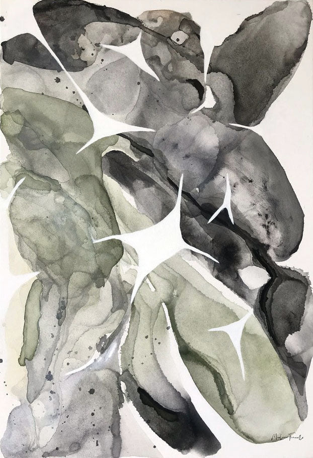 Toile abstraite aux encres naturelles vert