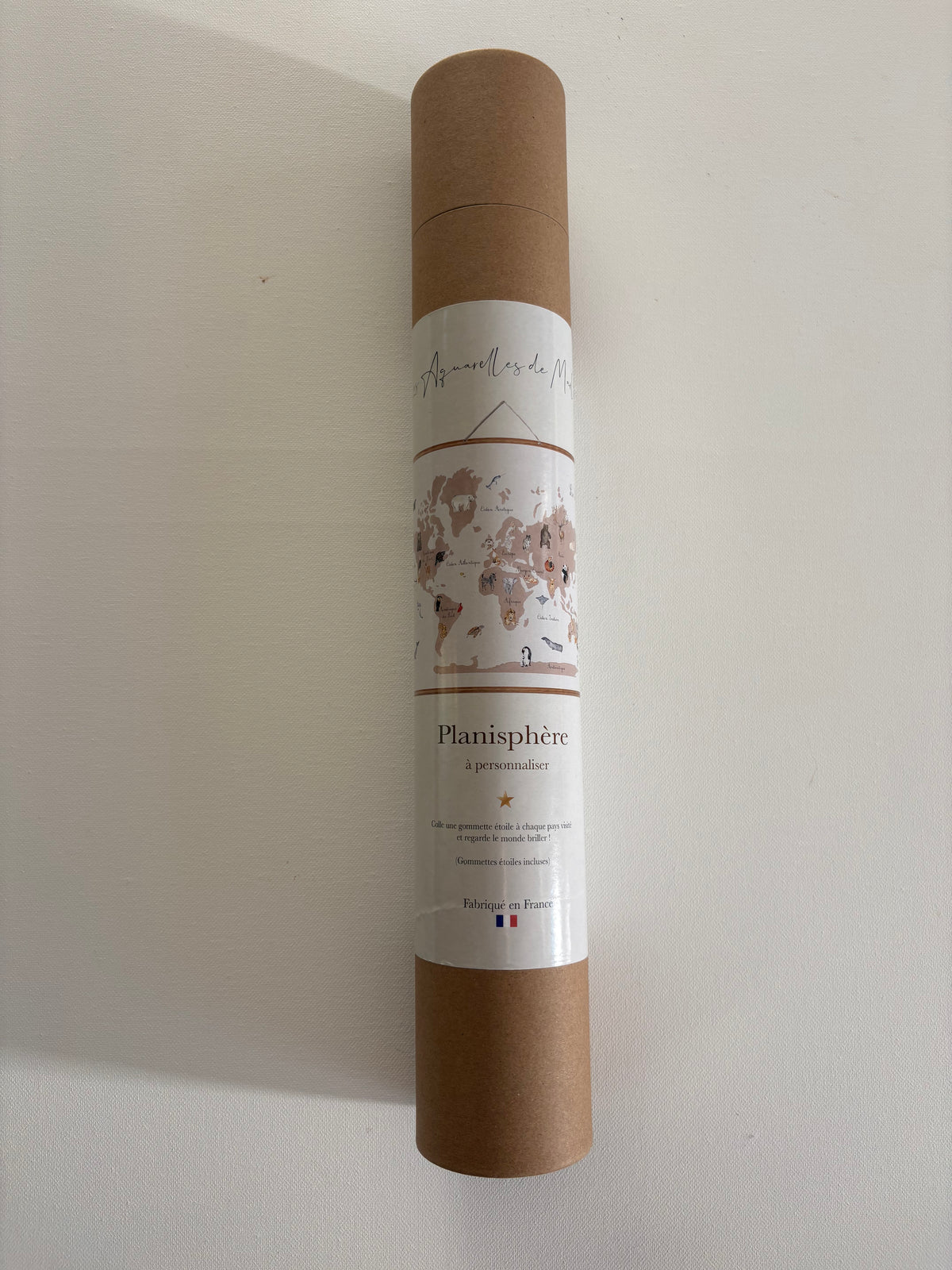 planisphere animaux à l'aquarelle - décoration chambre enfant et bébé