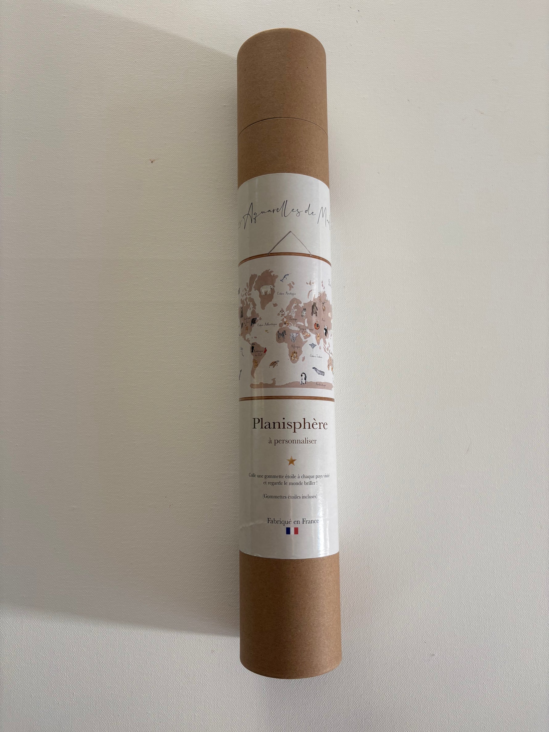 planisphere animaux à l'aquarelle - décoration chambre enfant et bébé